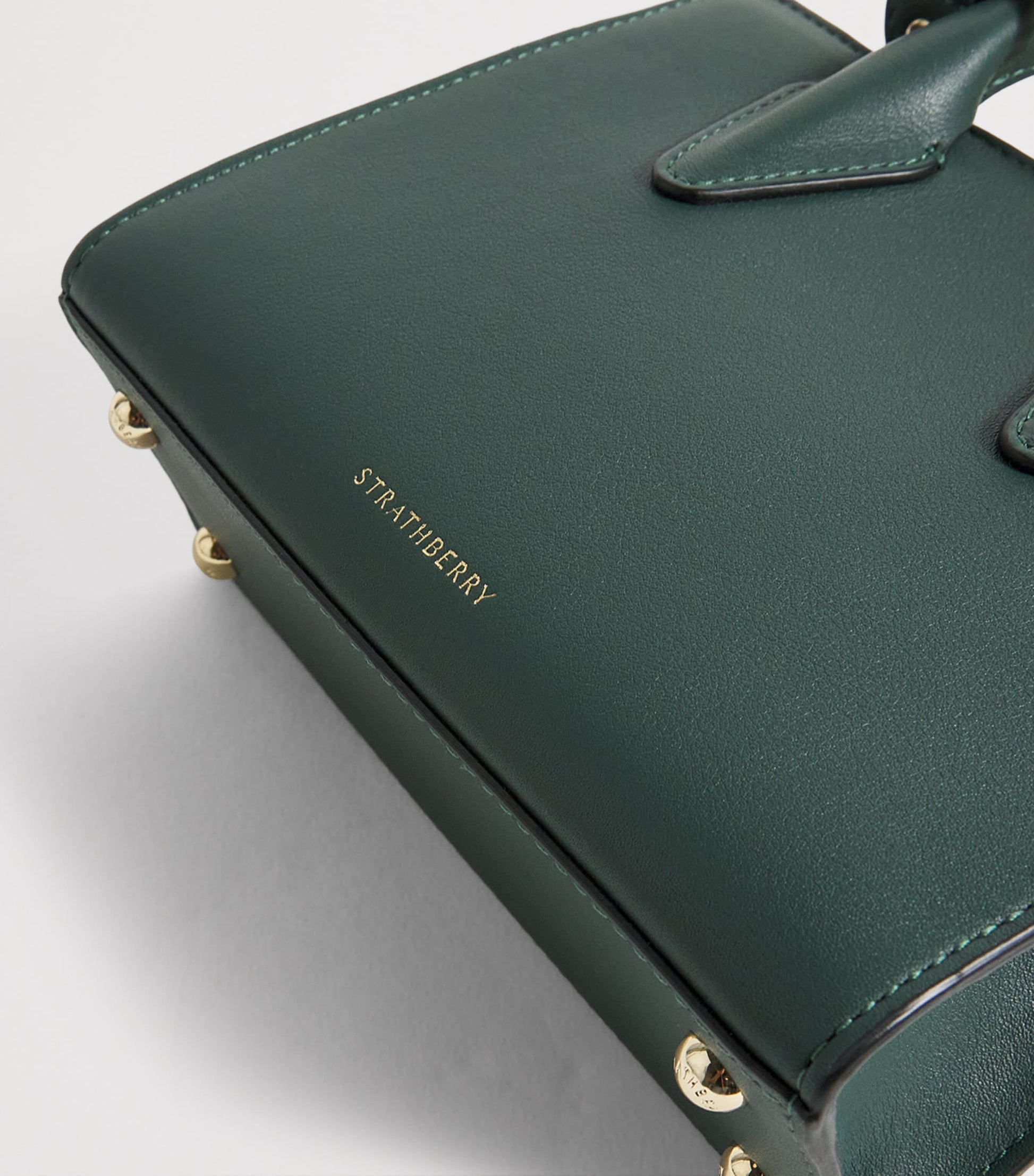 Strathberry Green Leather Nano Tote Bag