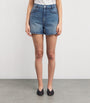 Blue Denim Braided-Trim Shorts