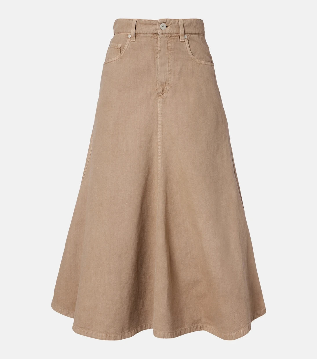 Brunello Cucinelli - Cotton and linen denim midi skirt