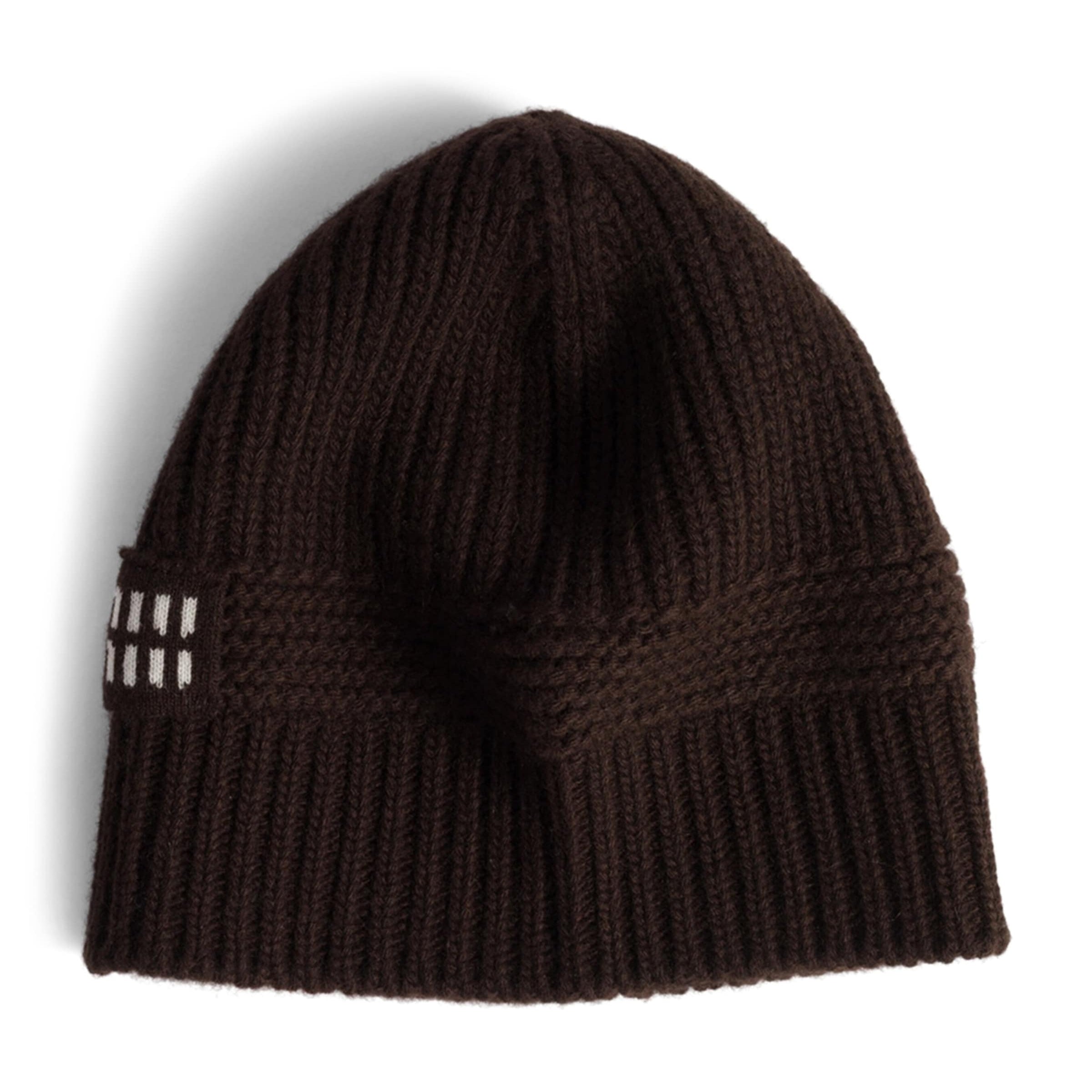 Miu Miu Brown Wool-Cashmere-Blend Logo Beanie