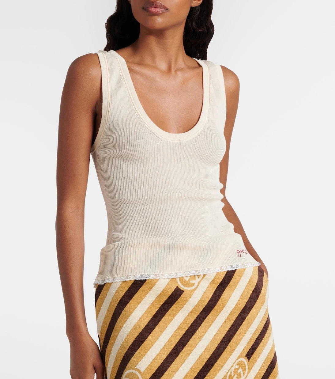 Gucci - Ribbed-knit cotton tank top