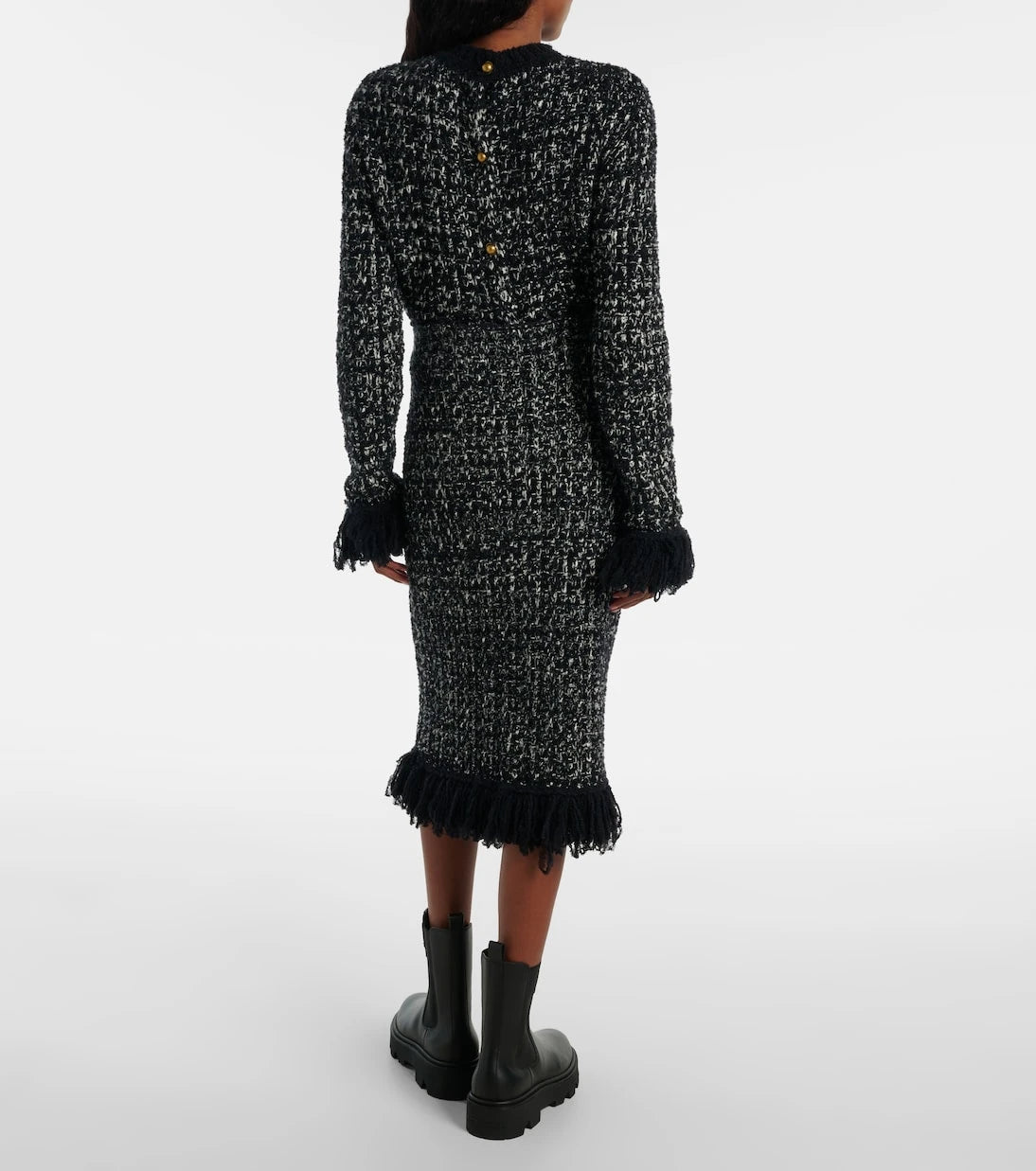 Moncler - Fringed wool-blend pencil skirt