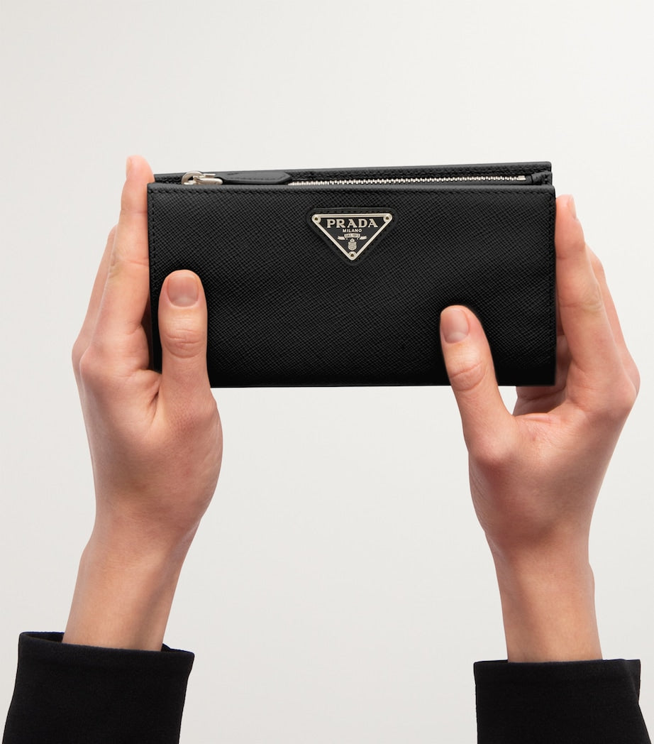 Prada Black Large Saffiano Leather Wallet