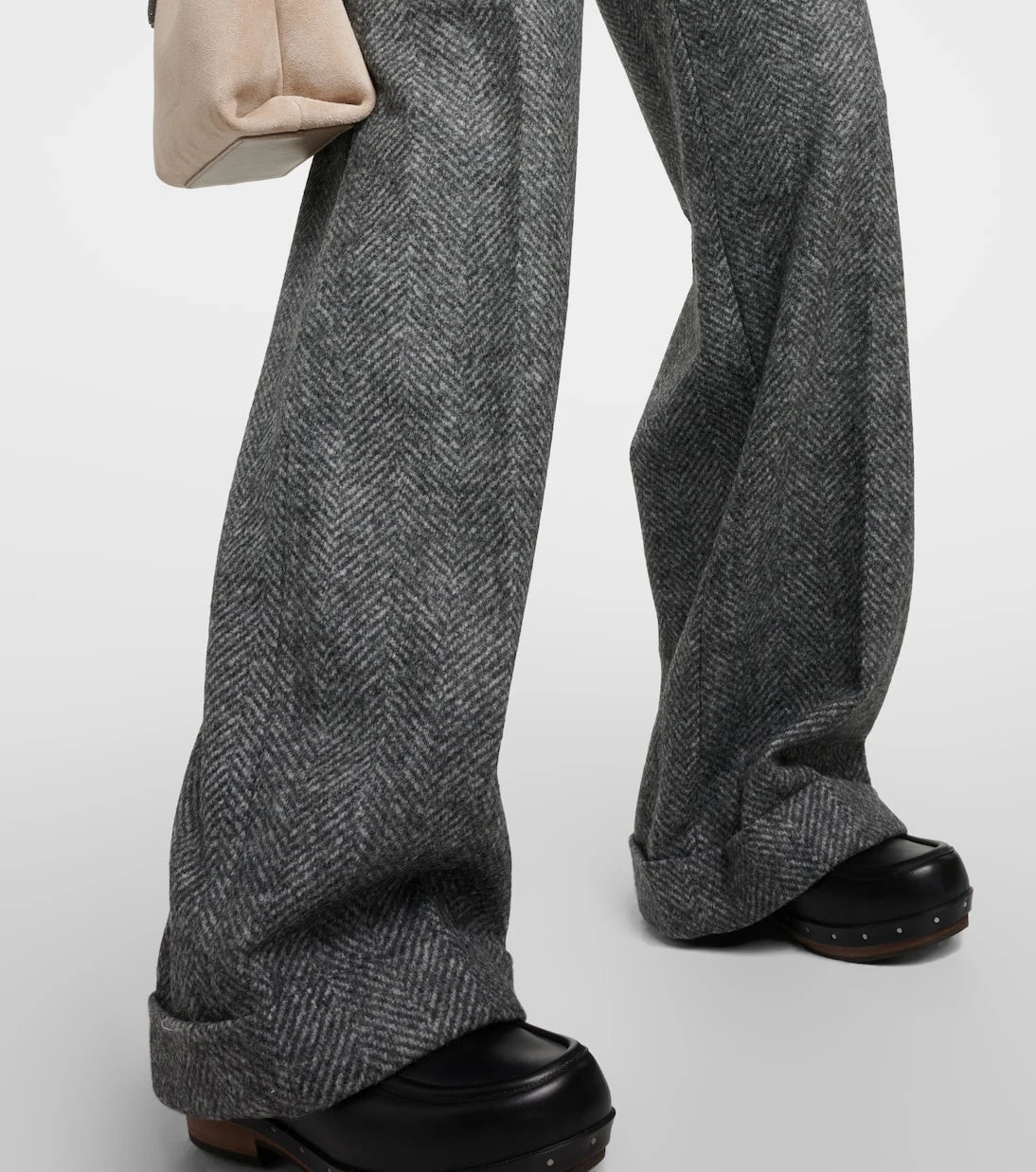 Brunello Cucinelli - Herringbone wool-blend flared pants