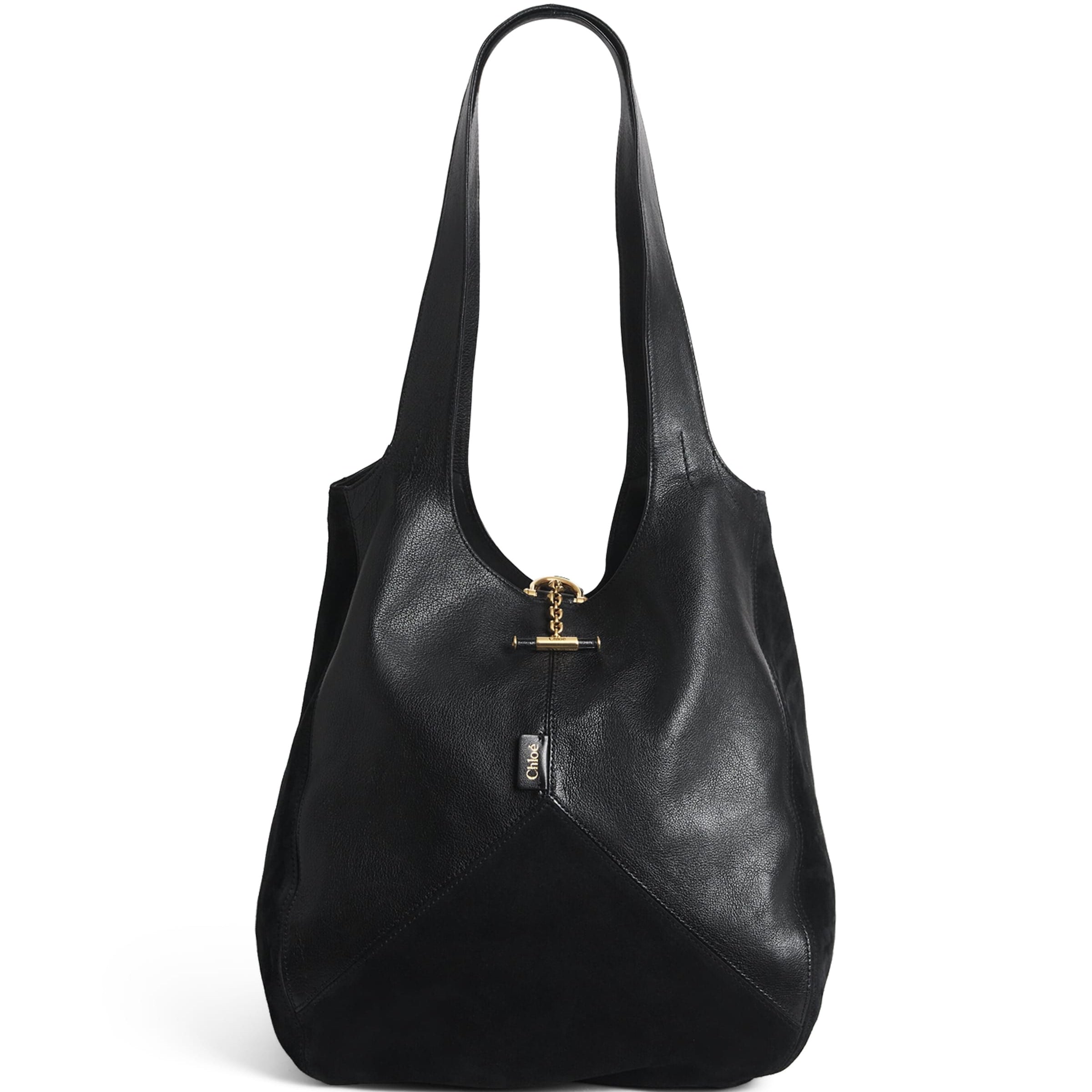 Chloé Black Panelled Calfskin Balloon Tote Bag