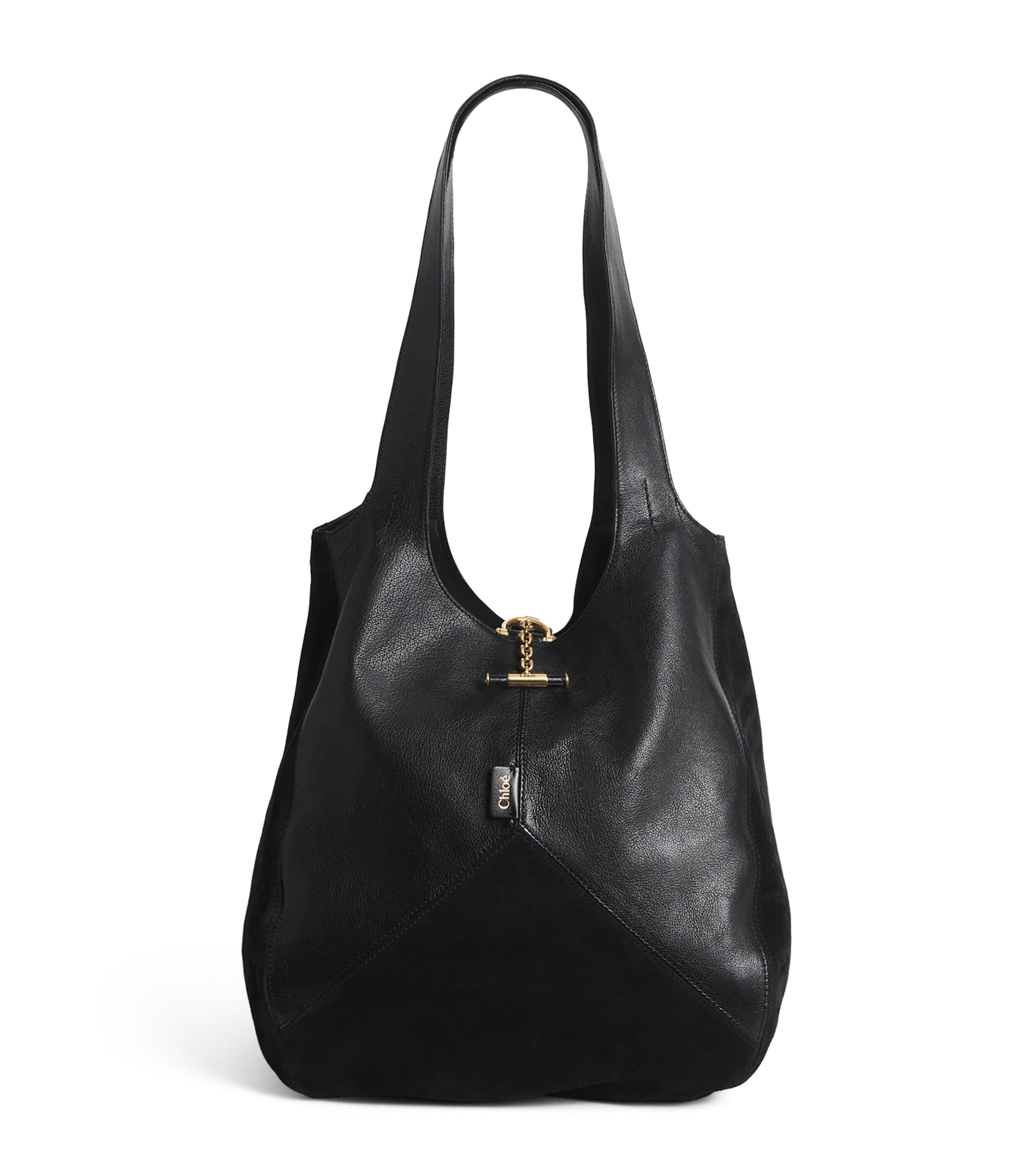 Chloé Black Panelled Calfskin Balloon Tote Bag