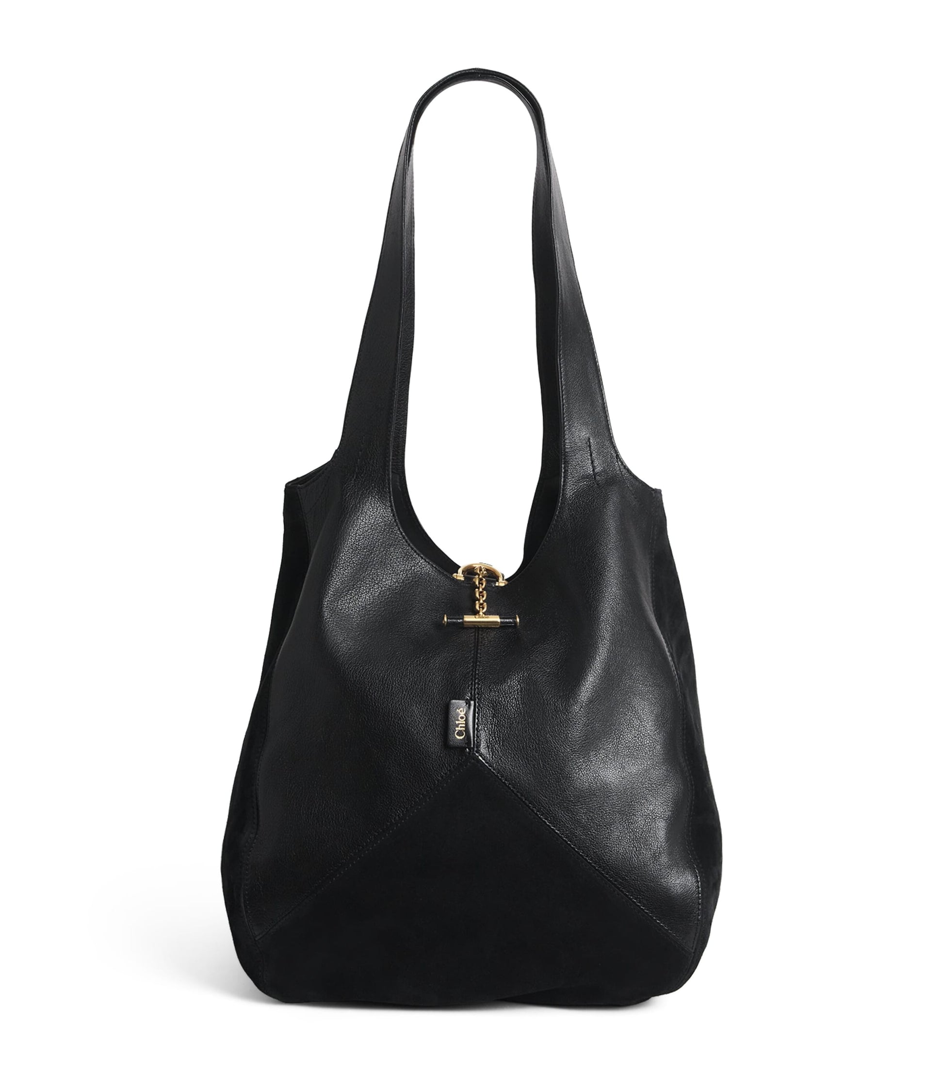 Chloé Black Panelled Calfskin Balloon Tote Bag