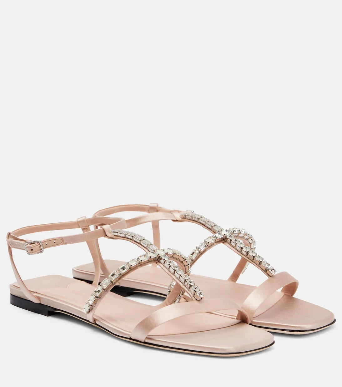 Jimmy Choo - Gwyn embellished satin and leather sandals