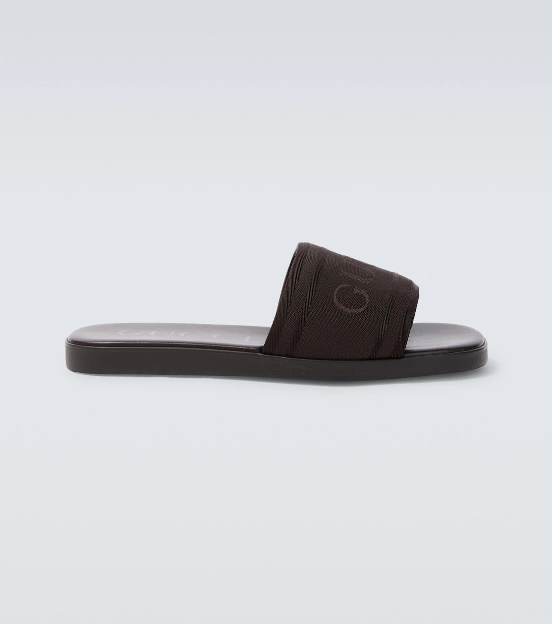 Gucci - Logo canvas and leather slides