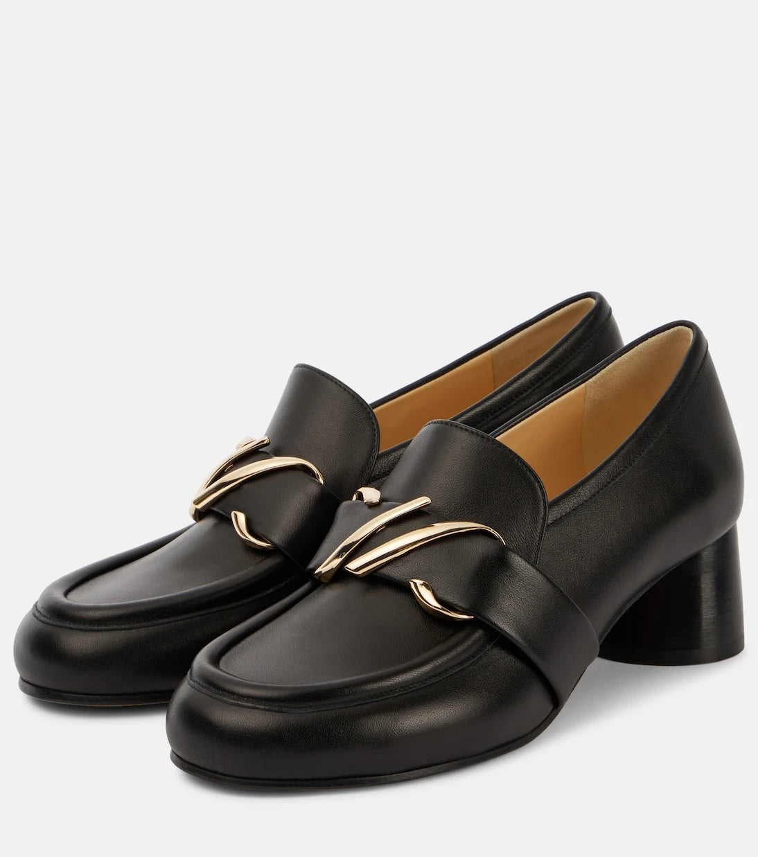 Proenza Schouler - Monogram deri loafer topuklu ayakkabılar