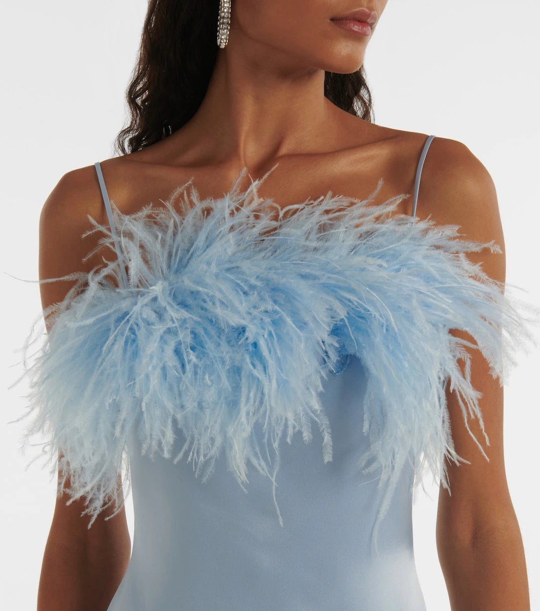 David Koma - Feather-trimmed satin cocktail dress