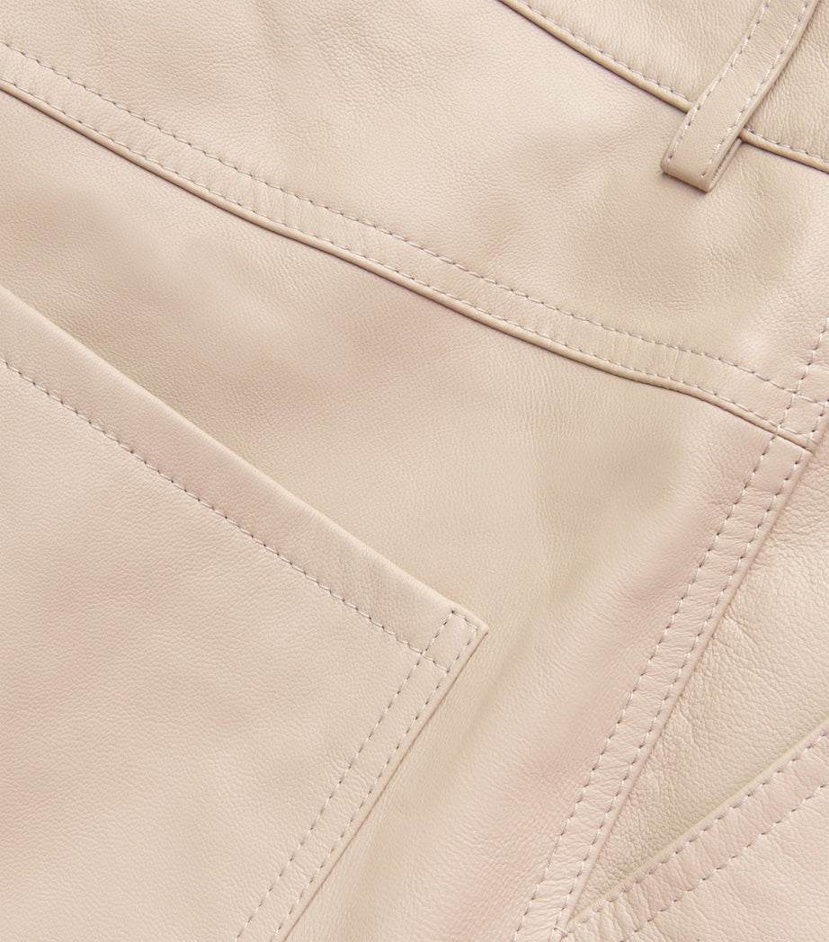 Yves Salomon Beige Lambskin Wide-Leg Trousers