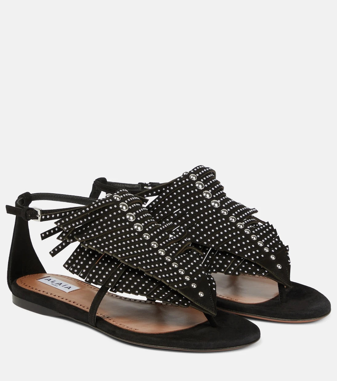 Alaïa - Embellished suede thong sandals