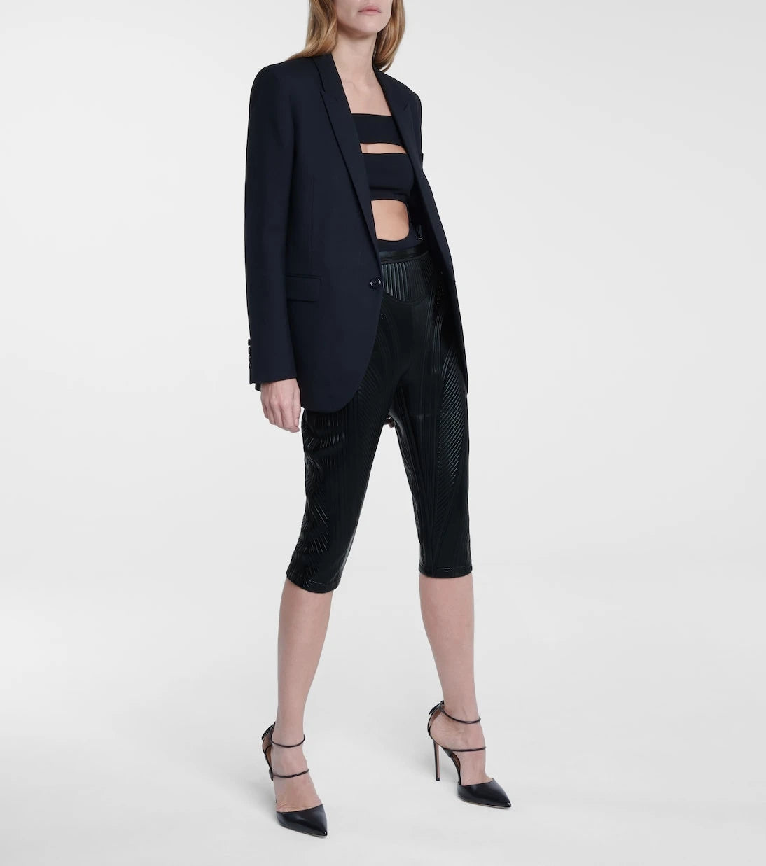 Mugler - Embossed scuba biker shorts