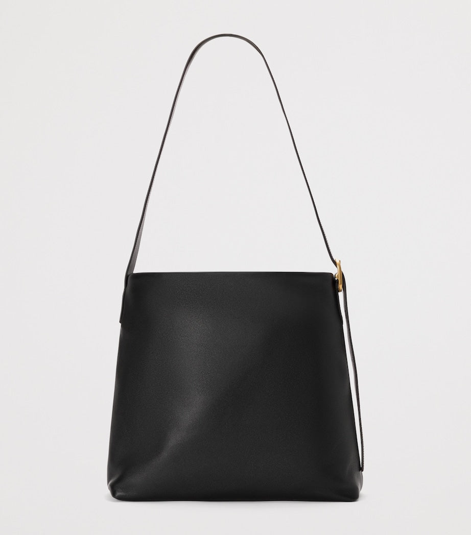 Leather Draped Tote Bag