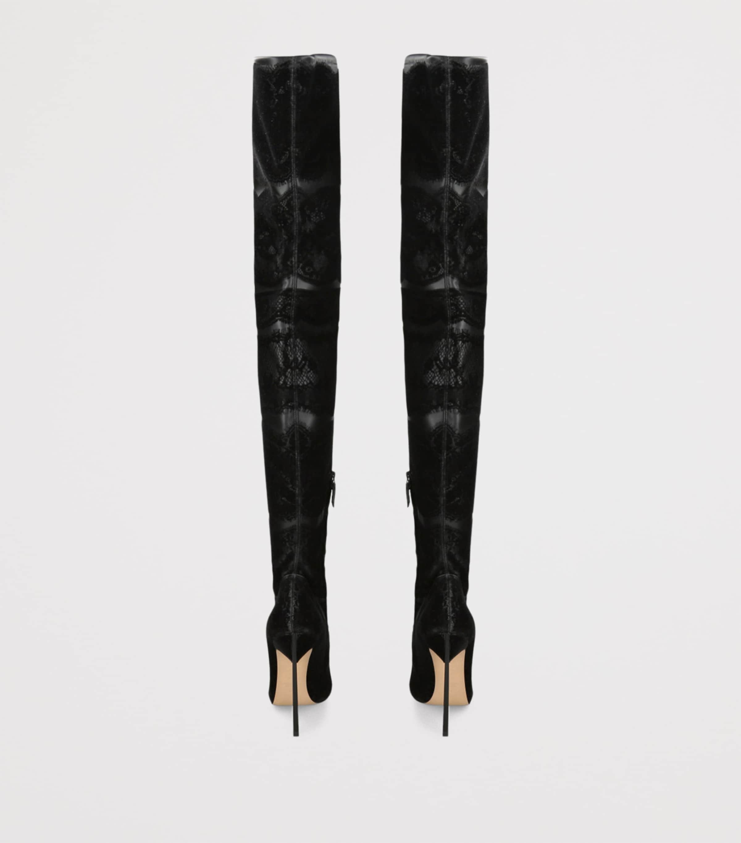 Casadei Black Lace Blade Over-The-Knee Boots 120