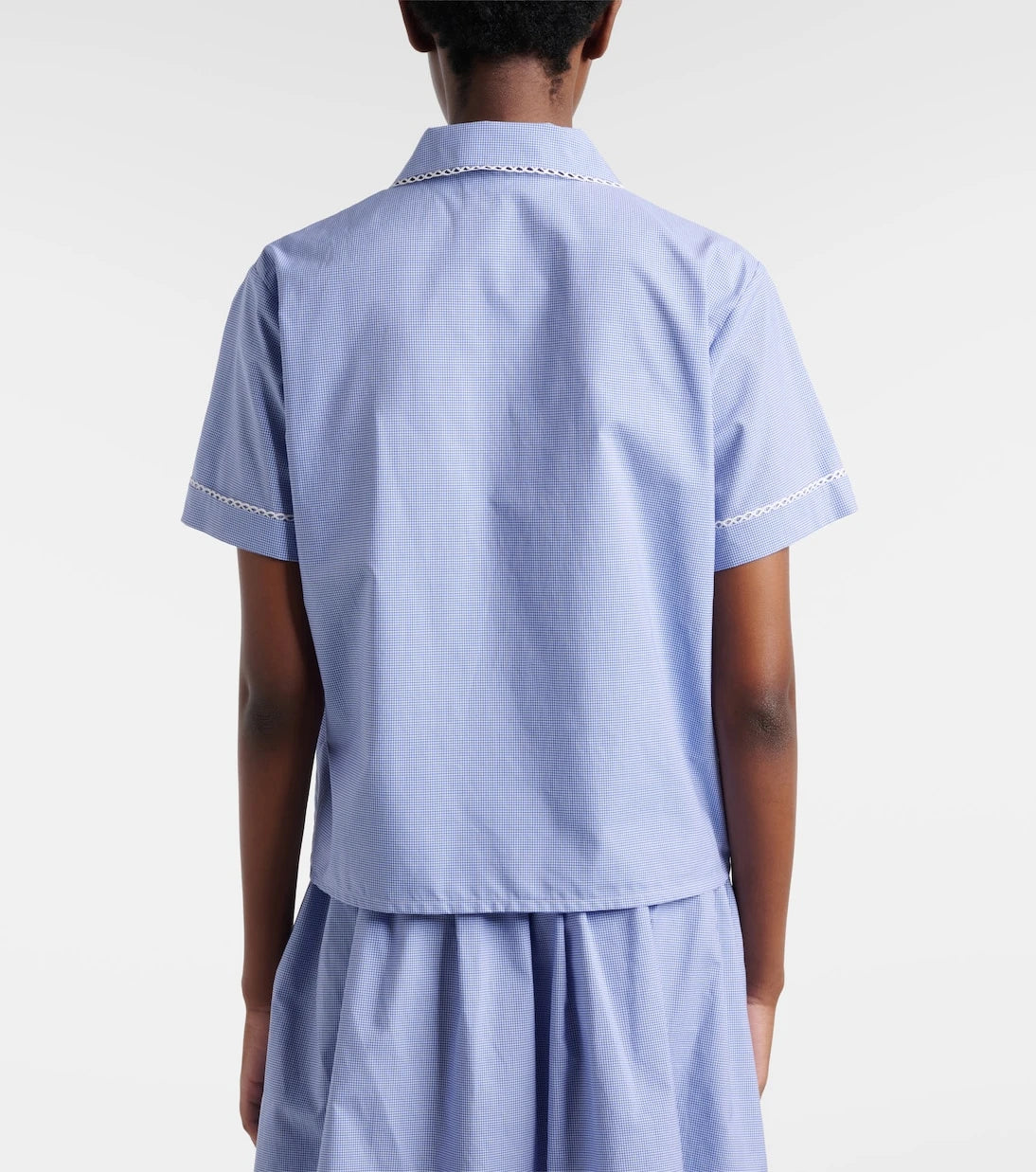 Miu Miu - Gingham lace-trimmed cotton poplin shirt