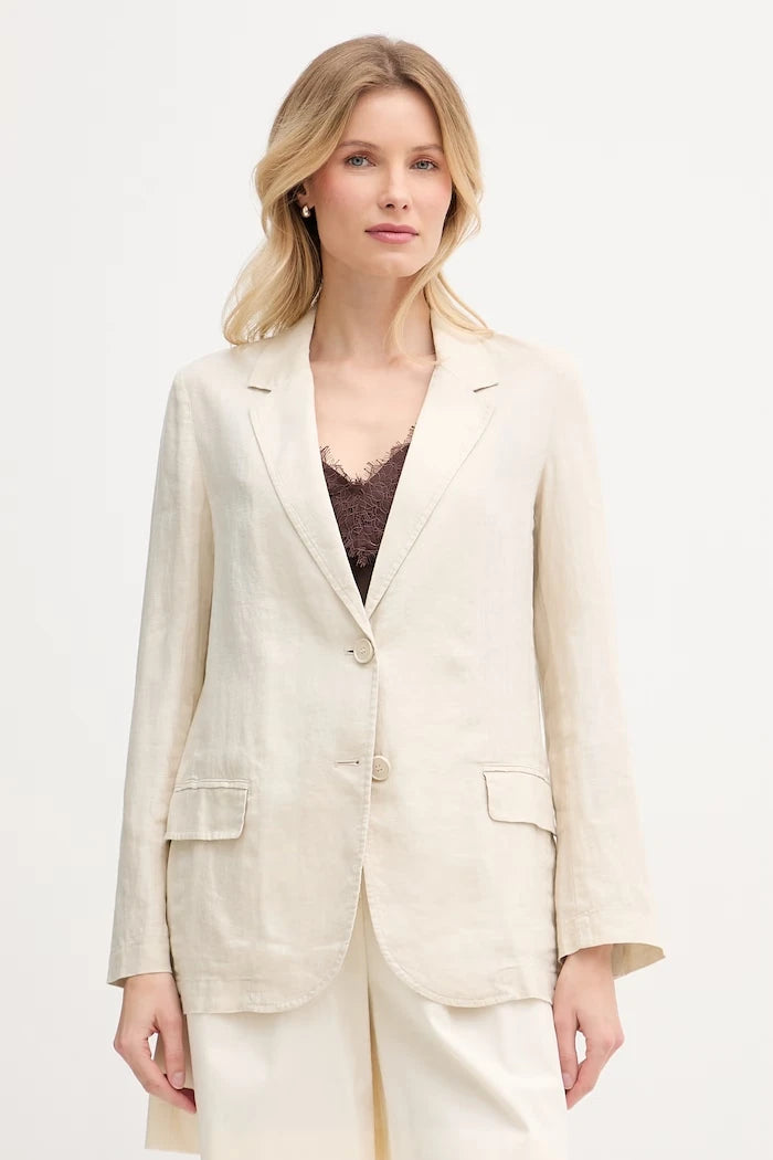 United Colors of Benetton tek düğmeli kadın keten blazer