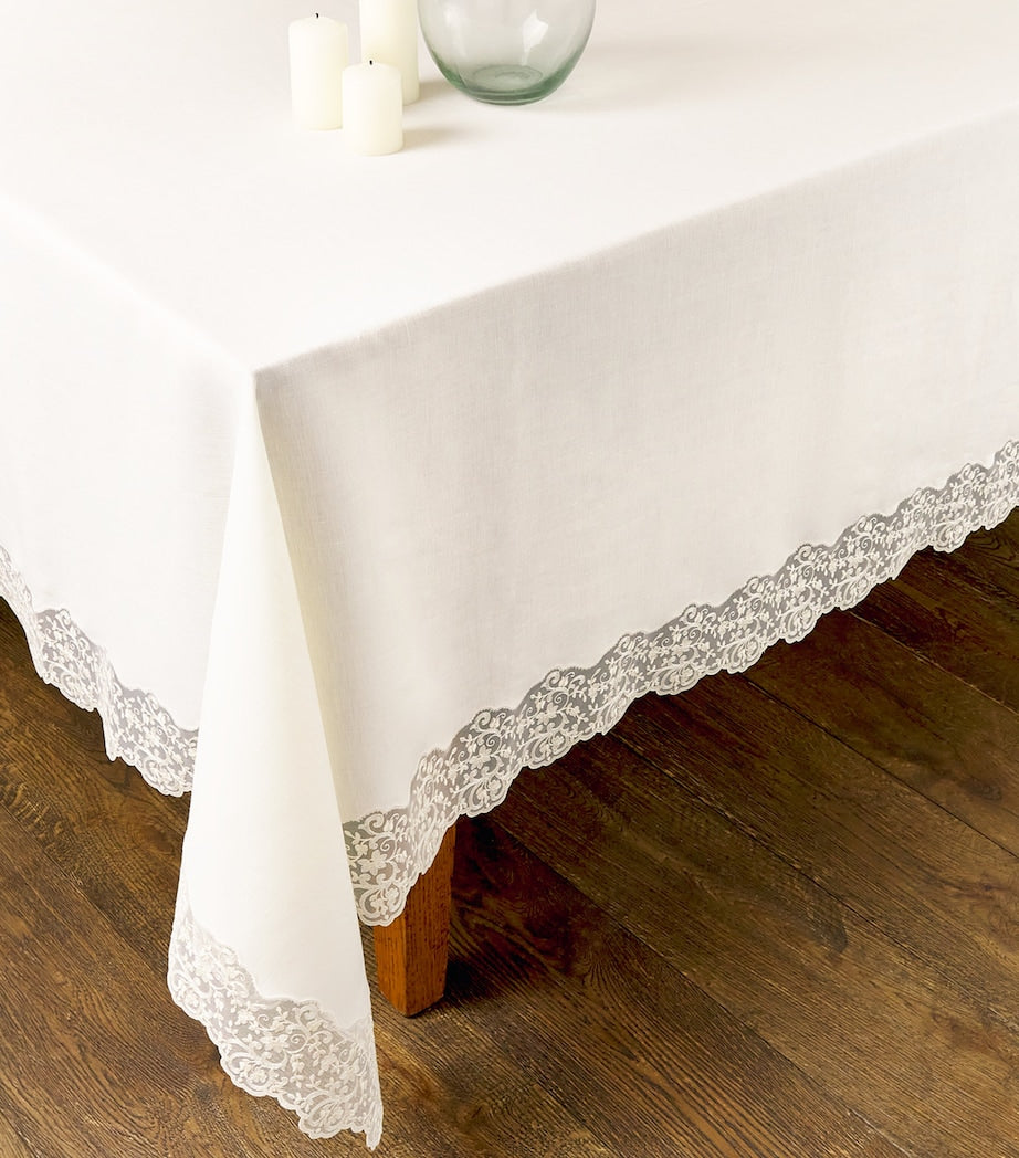 Linen Lace-Trim Elite Tablecloth (170cm x 270cm)