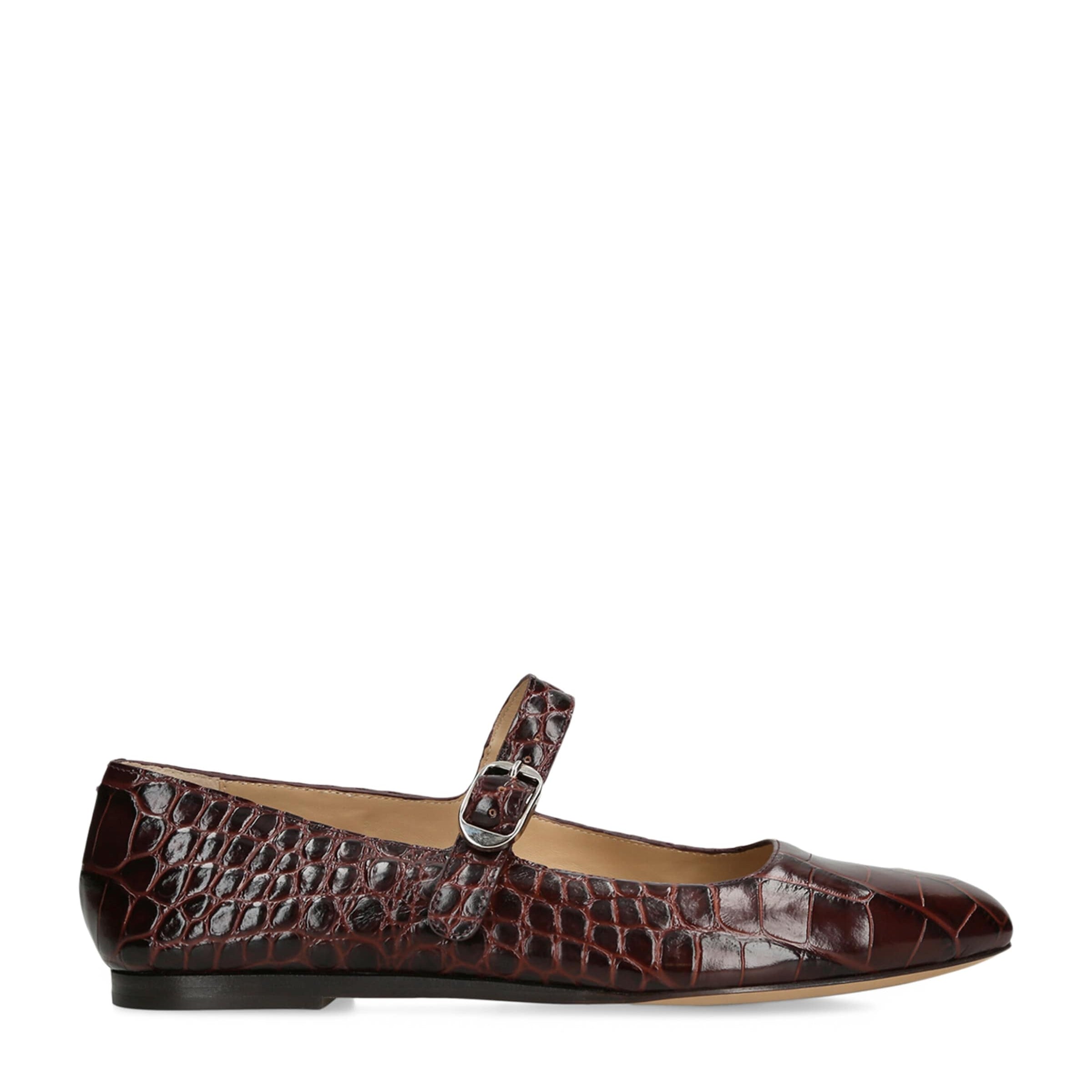 Le Monde Beryl Brown Leather Mary Jane Ballet Flats