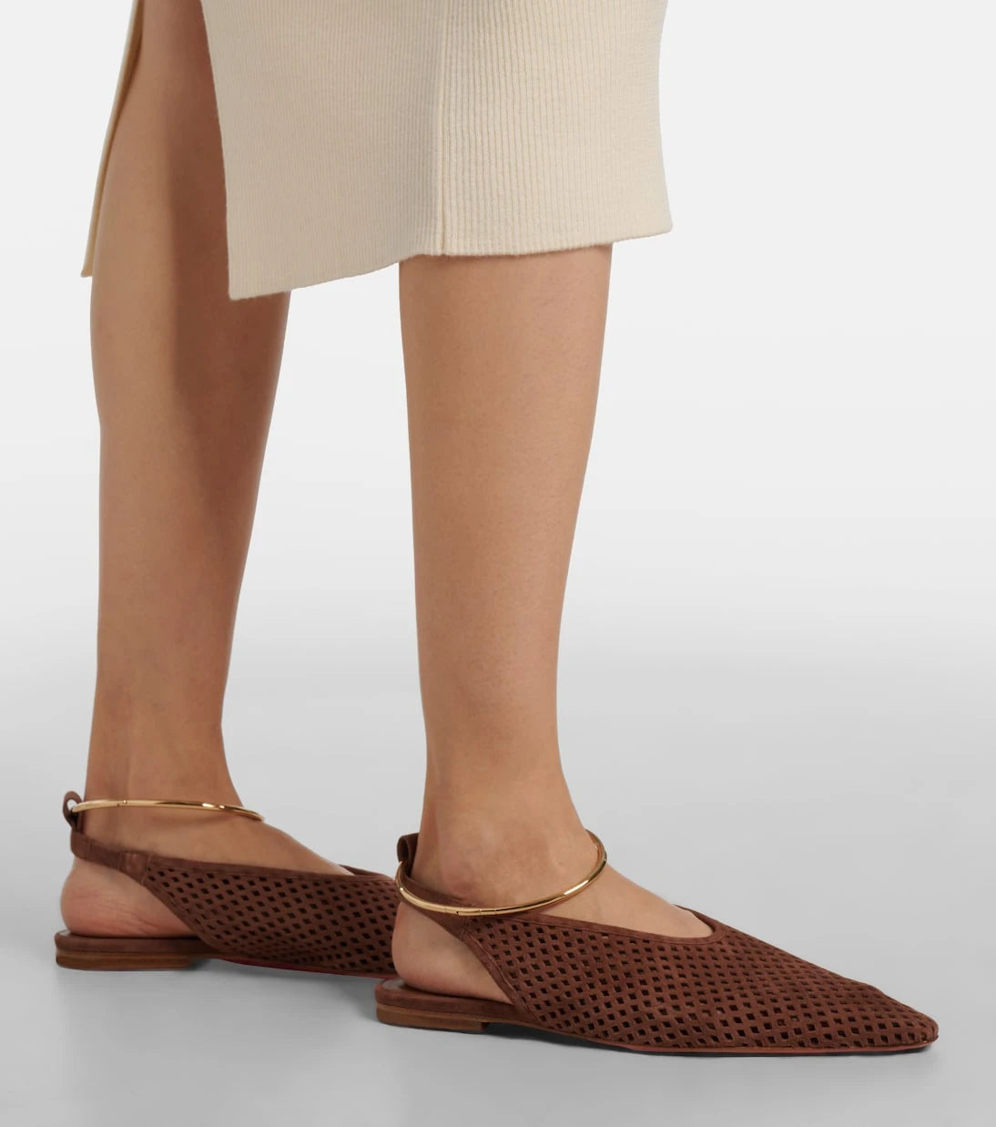 Jil Sander - Perforated suede slingback flats