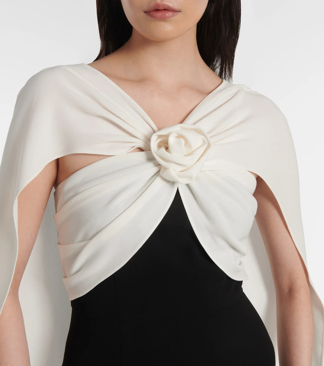 Roland Mouret - Caped floral-appliqué cady gown