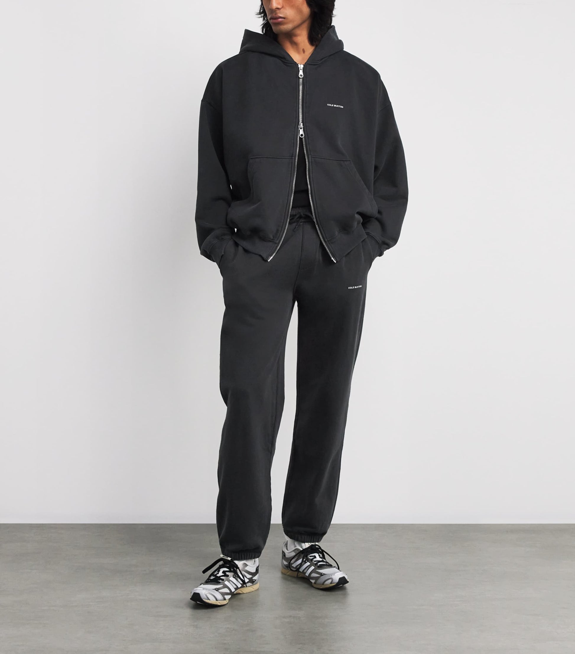 COLE BUXTON Black Cotton Mini Logo Zip-Up Hoodie