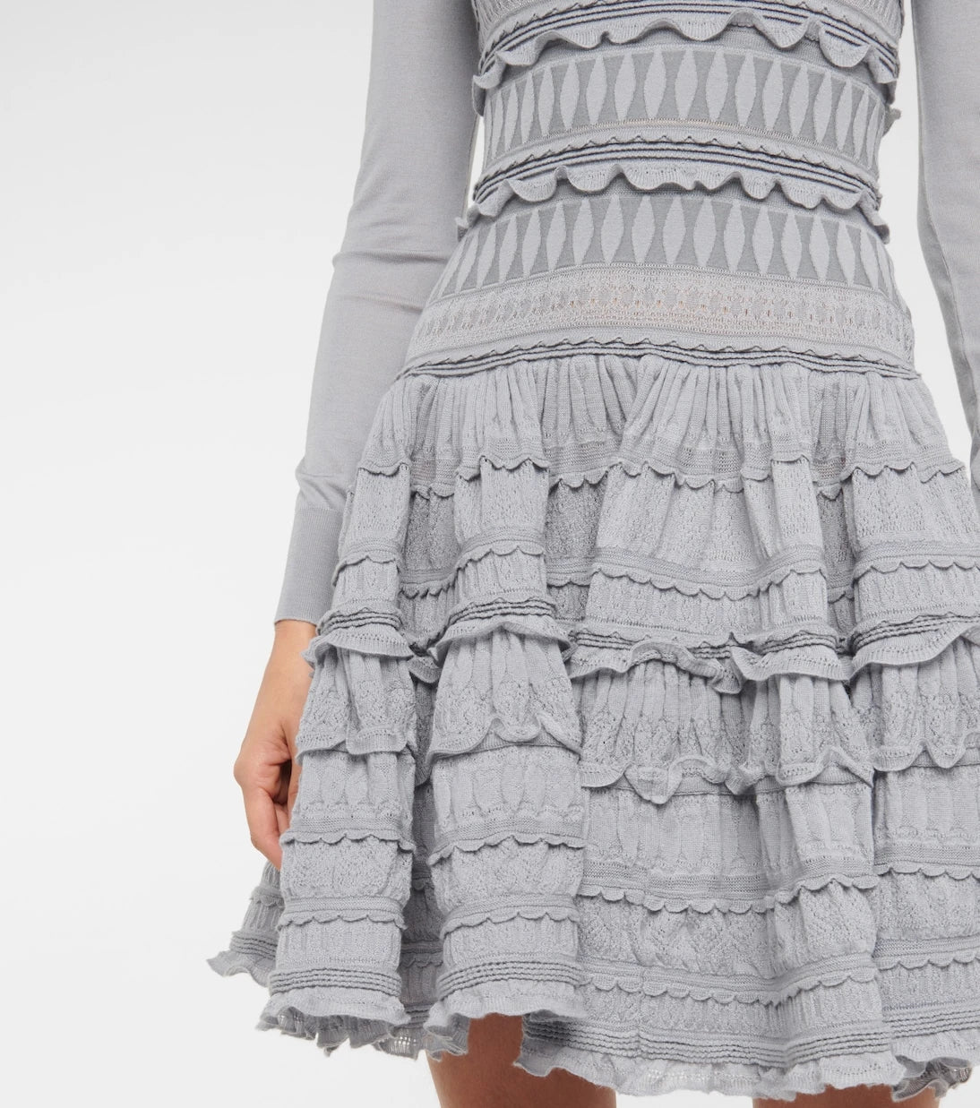 Alaïa - فستان من مزيج الصوف والدانتيل