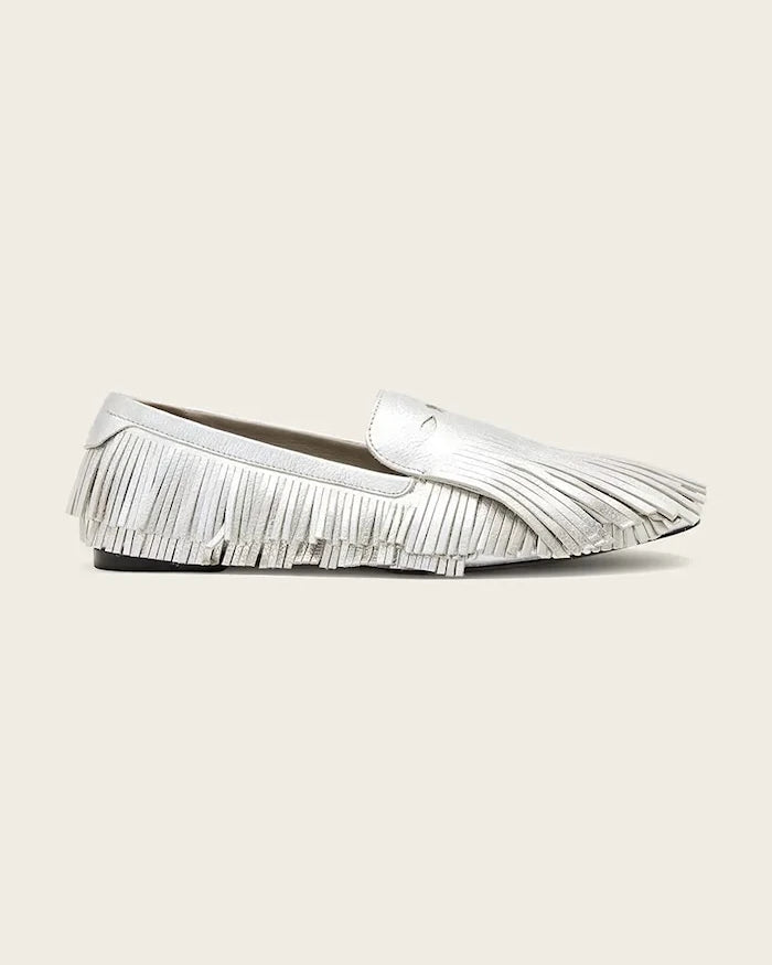 AllSaints мокасини дамски кожени Sandy Fringe Loafer