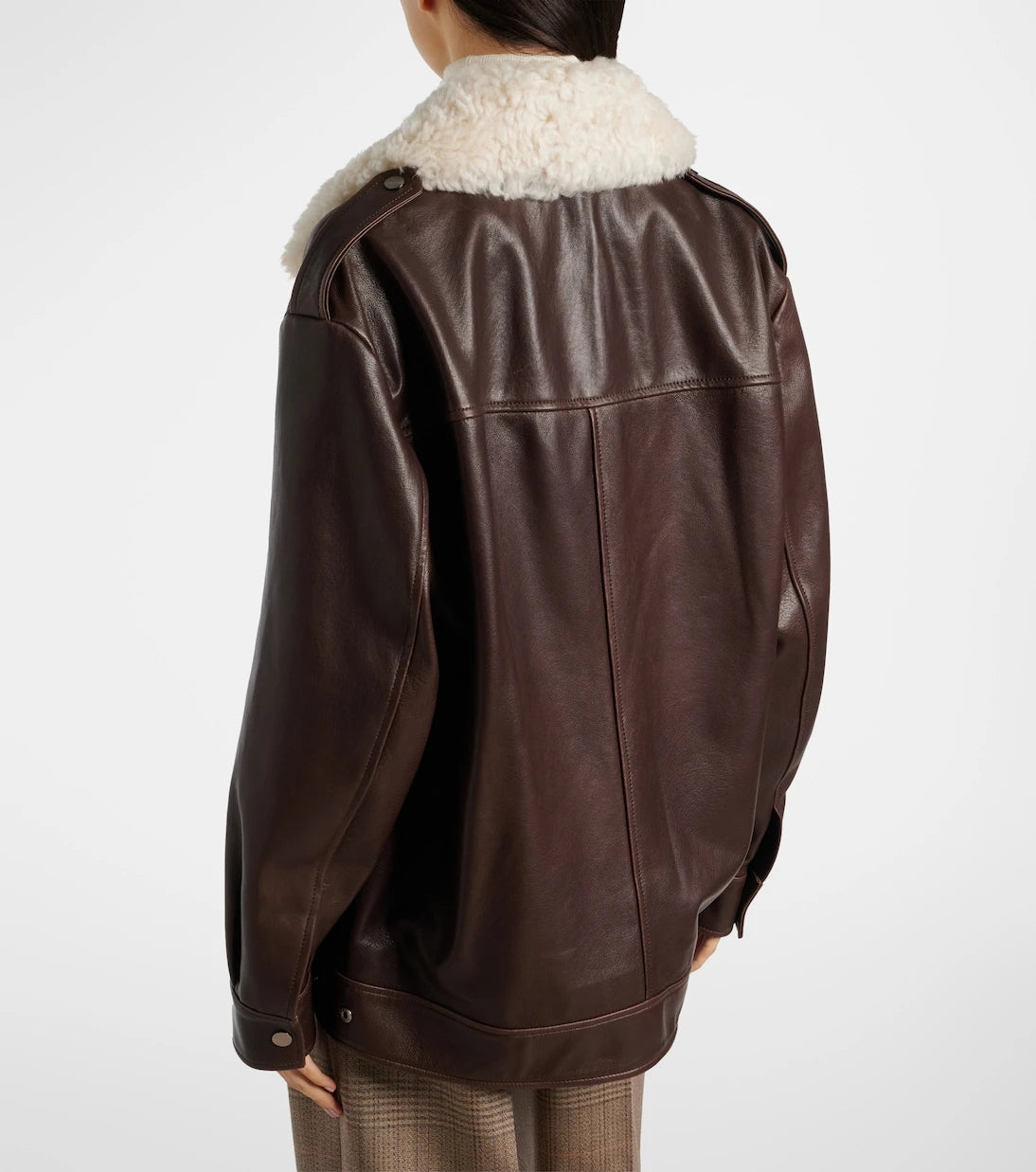 Nour Hammour - Drey shearling-trimmed leather jacket