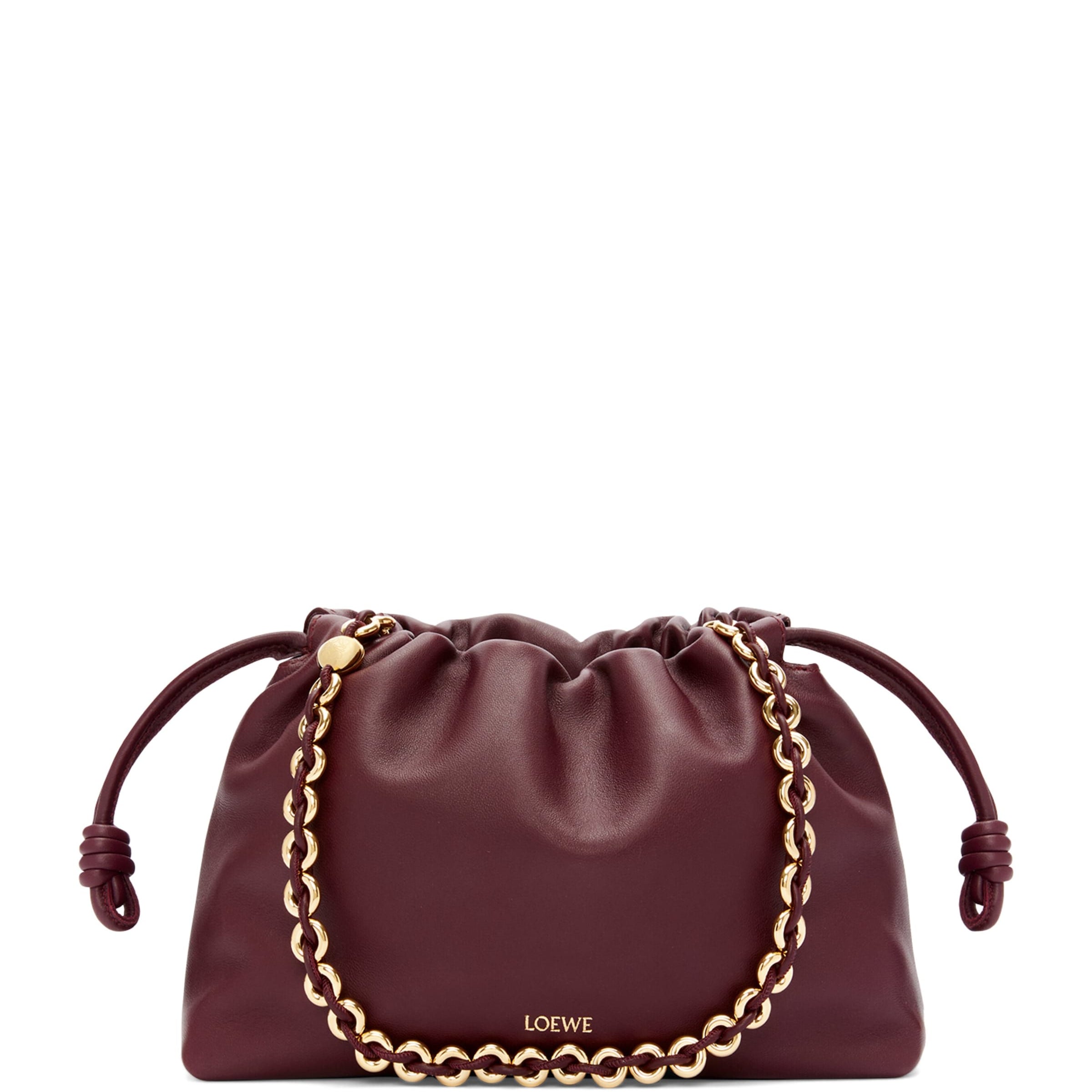 LOEWE Burgundy Leather Flamenco Purse