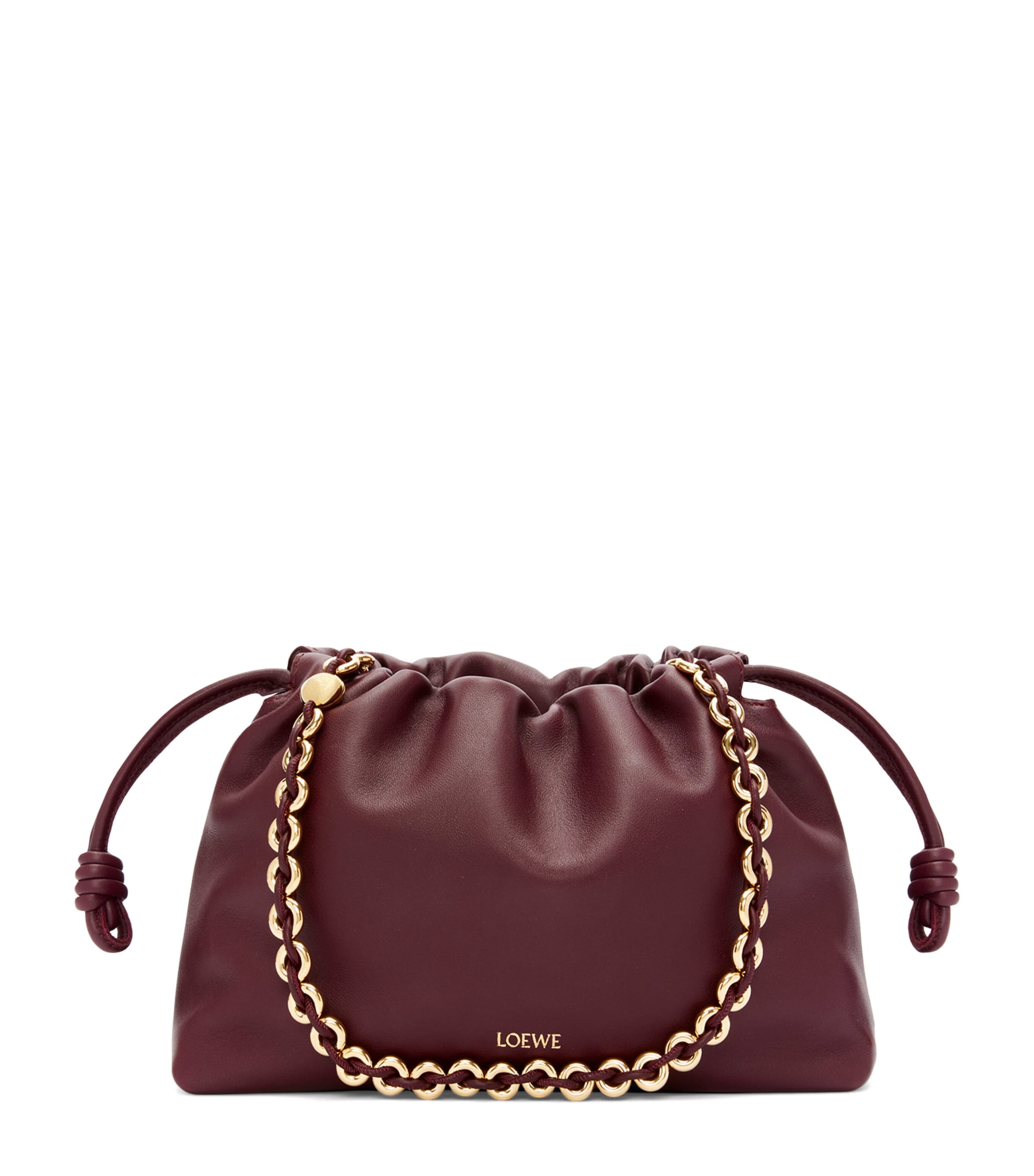 LOEWE Burgundy Leather Flamenco Purse
