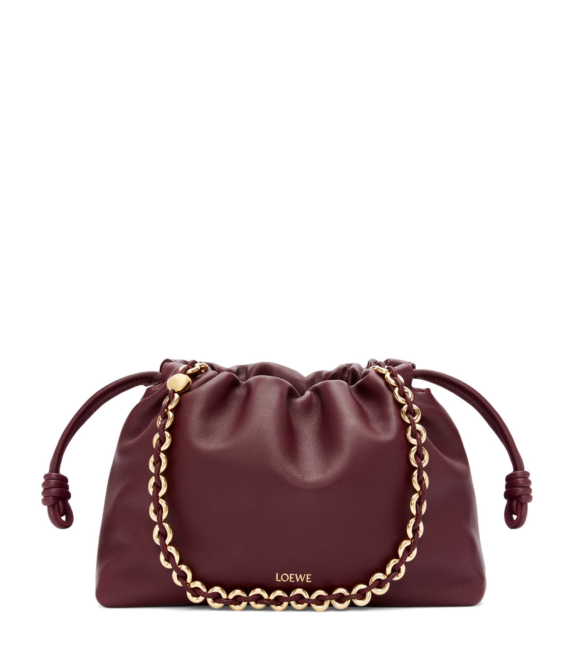 LOEWE Burgundy Leather Flamenco Purse