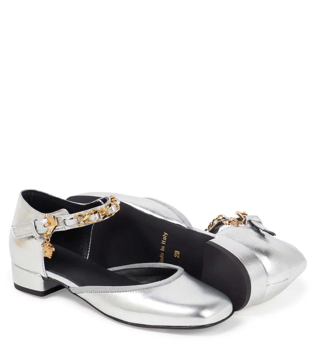 Versace Kids - La Medusa metallic leather flats