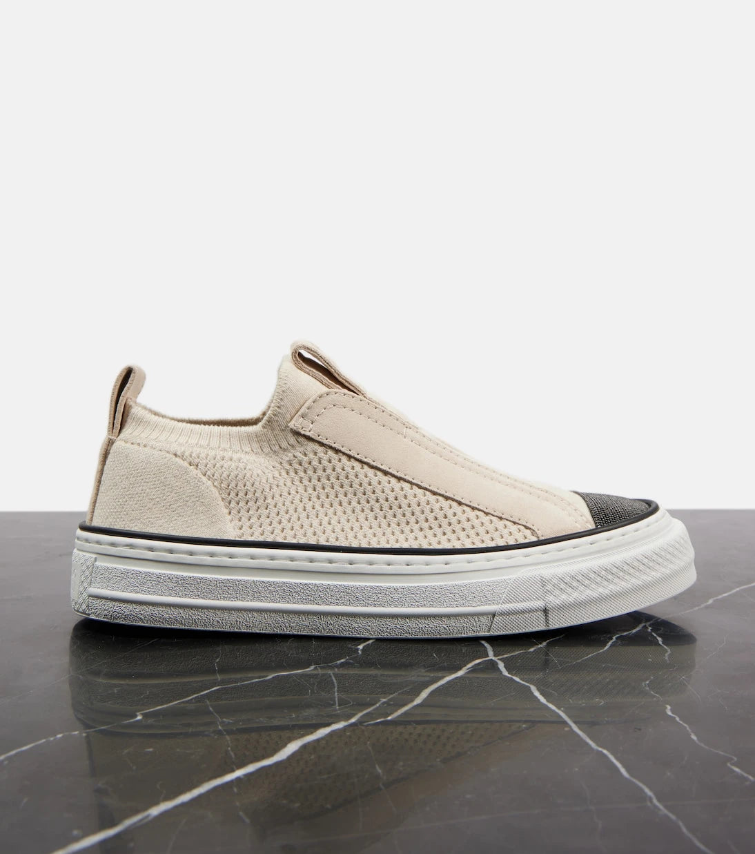 Brunello Cucinelli - Suede-trimmed canvas sneakers