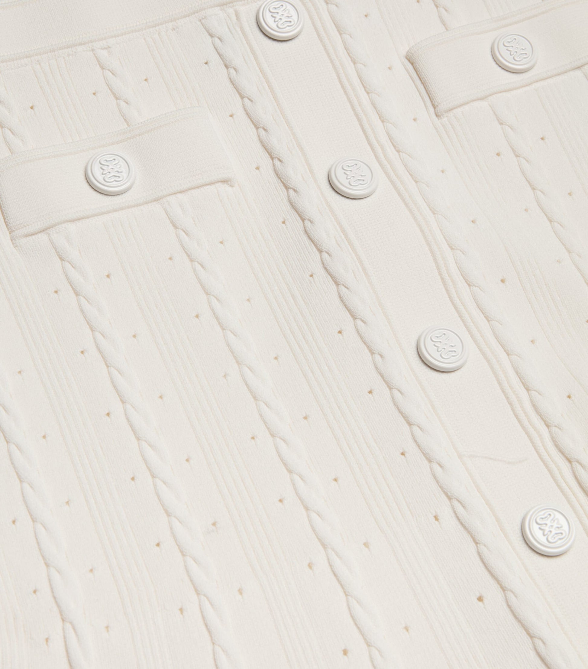 Sandro Paris Beige Pointelle-Knit Midi Skirt