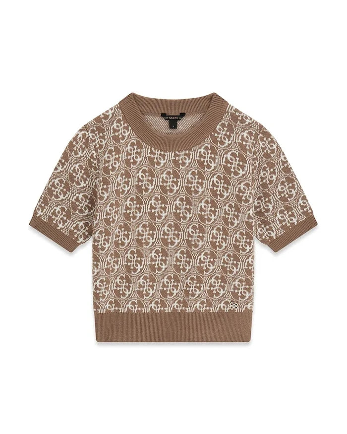 Guess çocuklar için kısa kollu, yün karışımlı kazak