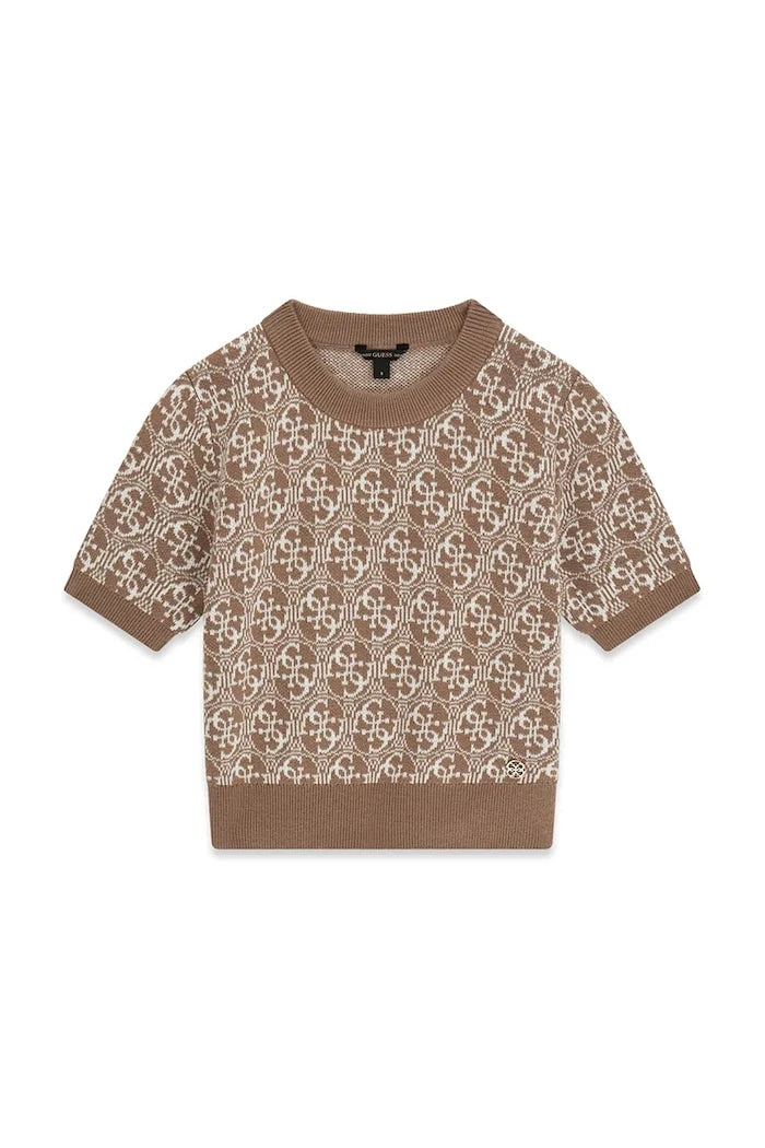 Guess çocuklar için kısa kollu, yün karışımlı kazak