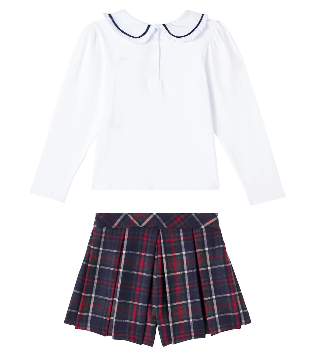 Patachou - Cotton-blend blouse and plaid shorts set