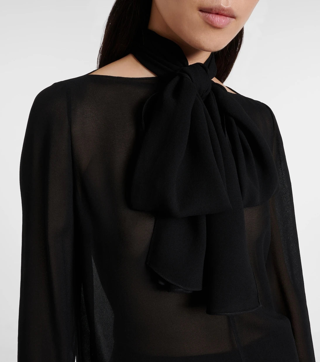 Alaïa - Sheer tie-neck blouse