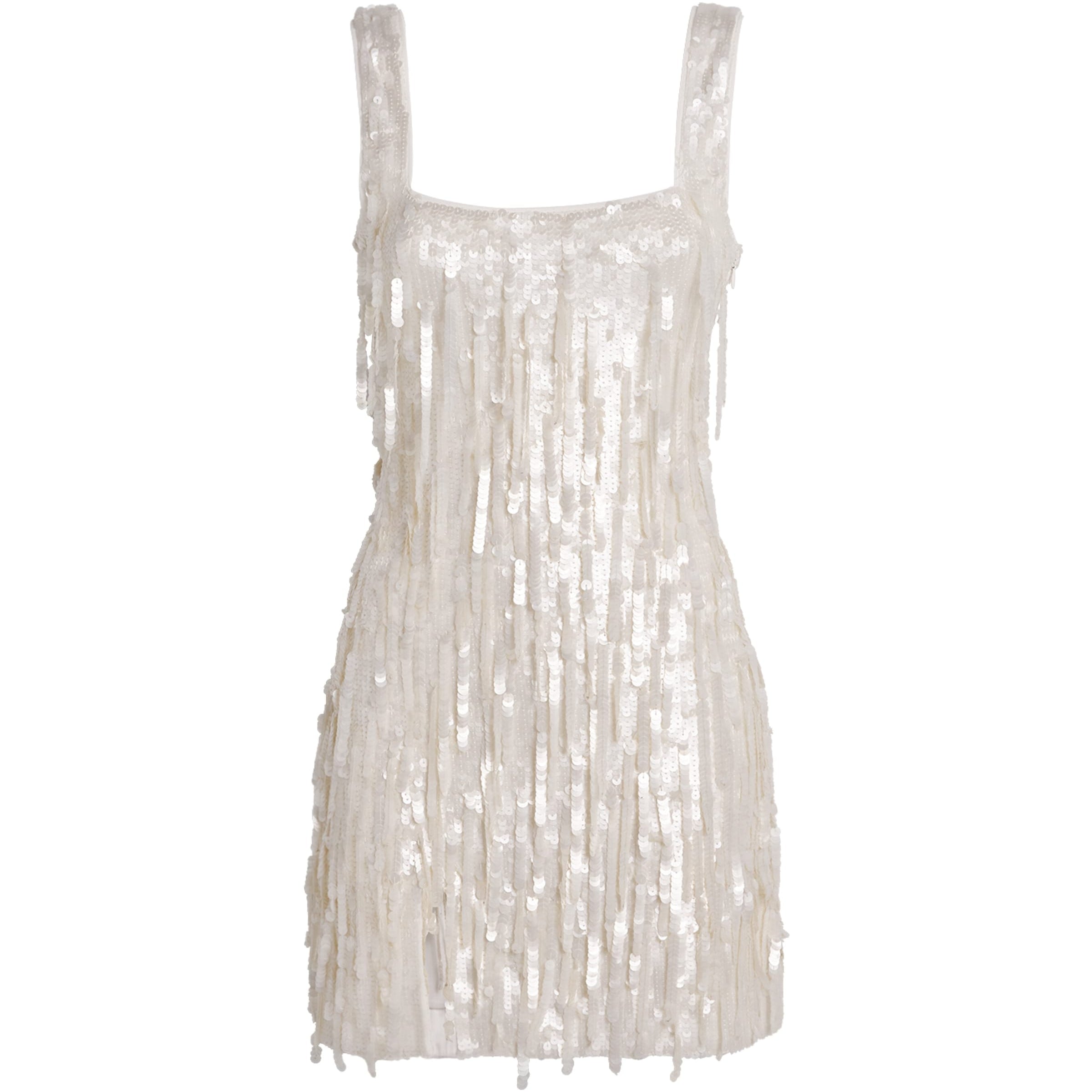 STAUD White Sequin Le Sable Mini Dress