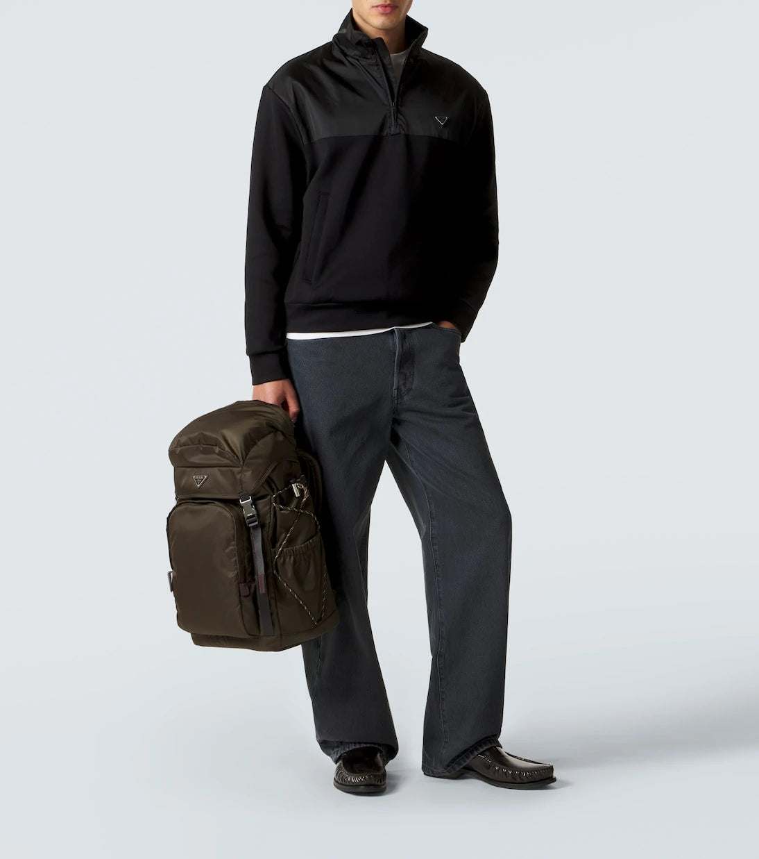 Prada - Cotton-blend fleece half-zip sweatshirt