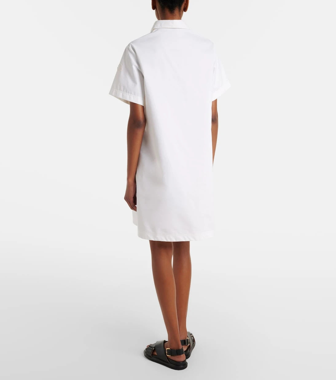 Moncler - Embroidered cotton-blend poplin midi dress
