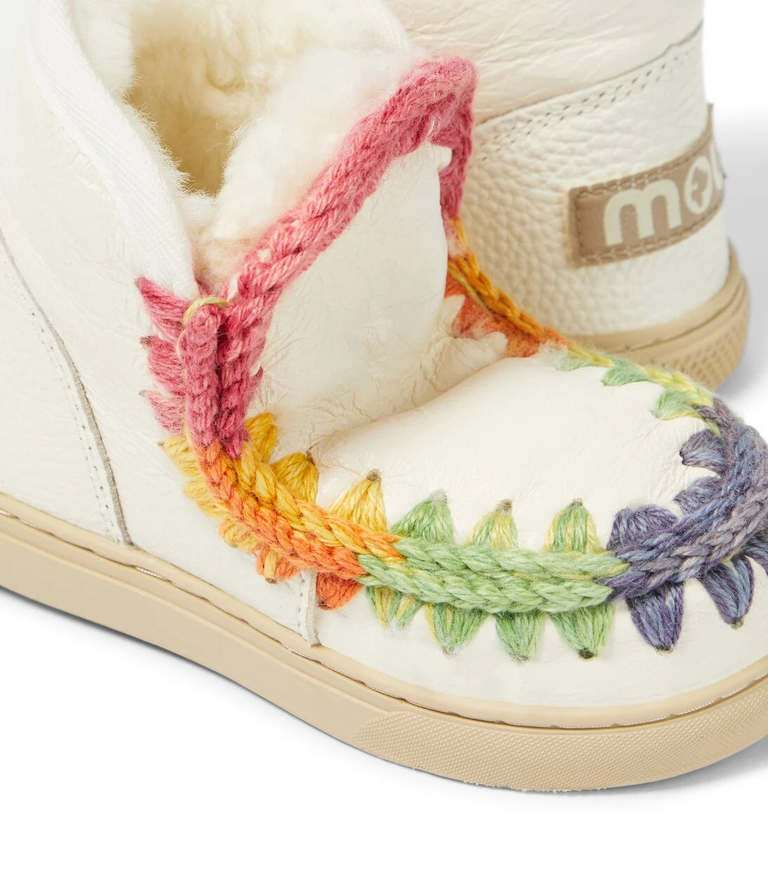 Mou Kids - Crochet-trimmed leather sneakers