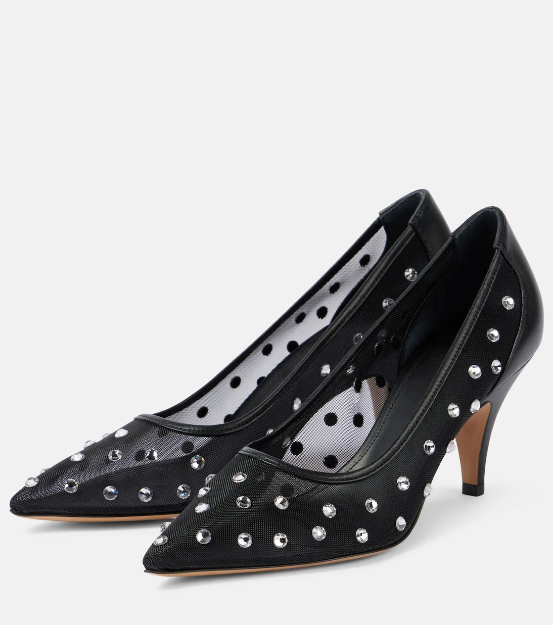Khaite - River embellished leather-trimmed pumps