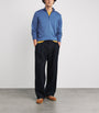 John Smedley Blue Extra Fine Merino Wool Half-Zip Tapton Sweater