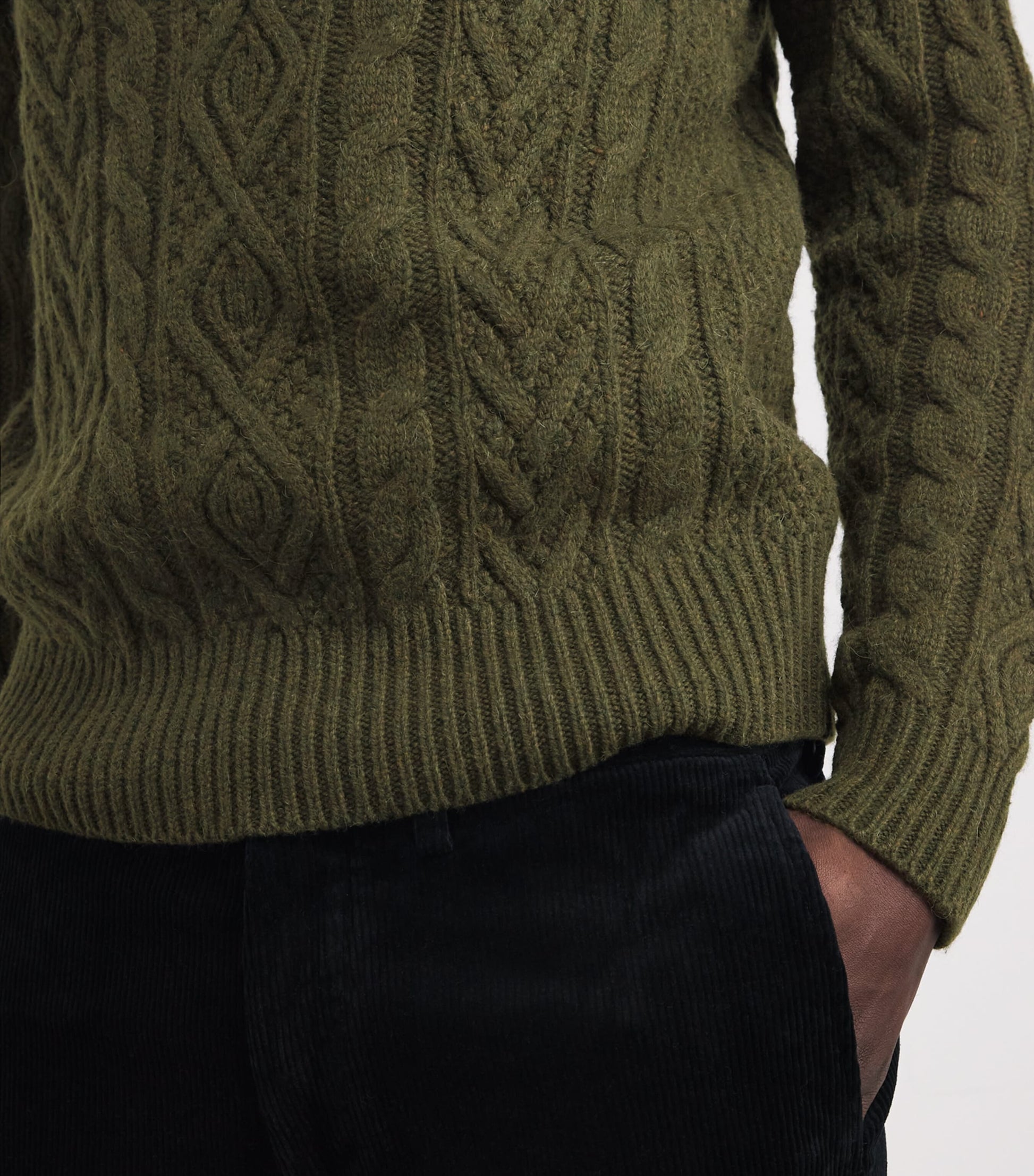Polo Ralph Lauren Green Wool-Alpaca Cable-Knit Sweater