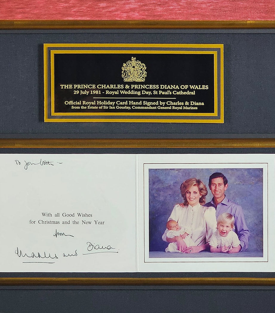 Leipzig Galleries The Prince Charles & Princess Diana of Wales Signed Holiday Card Framed Display