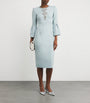 Jenny Packham Blue Crepe Embellished Margot Midi Dress