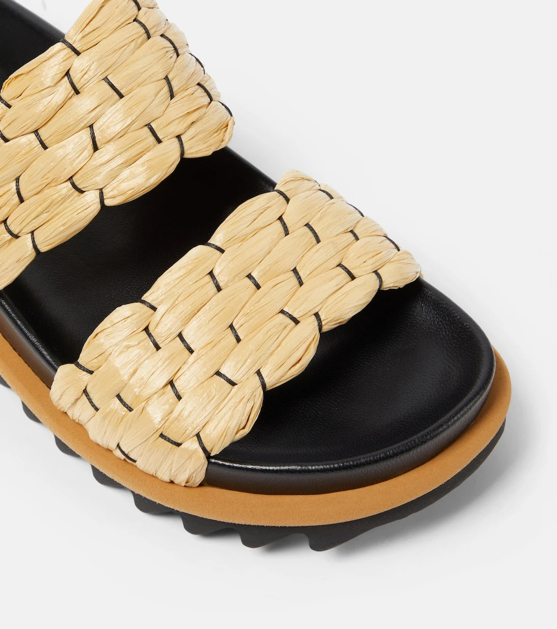 Dries Van Noten - Woven and raffia and leather slides